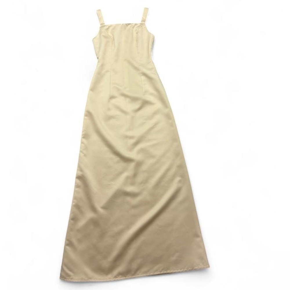 Vintage 90s Maxi Gown Cami Butter Yellow Minimalist Prom Classic Bridesmaid XXS